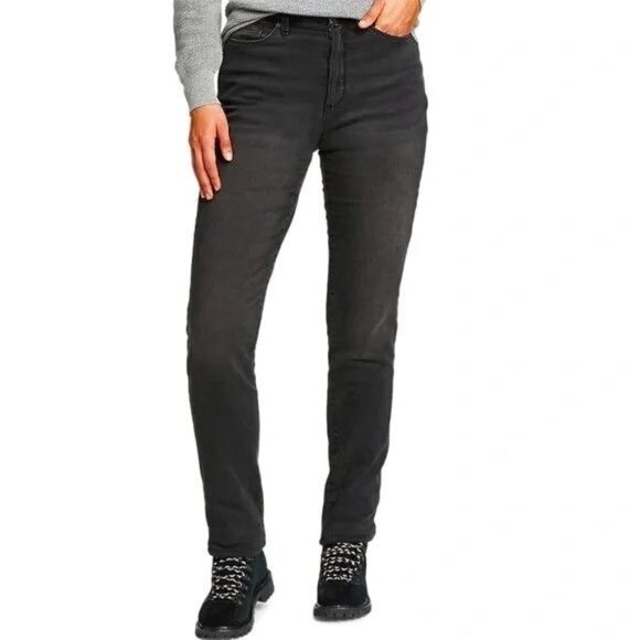 Eddie Bauer Slightly Curvy Slim Straight Jeans Grey Black Hiking Women's 8 - Picture 1 of 9